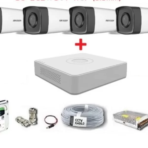 4 Kameralı Hikvision 2MP 40Mt. Güvenlik Set Hdd Dahil