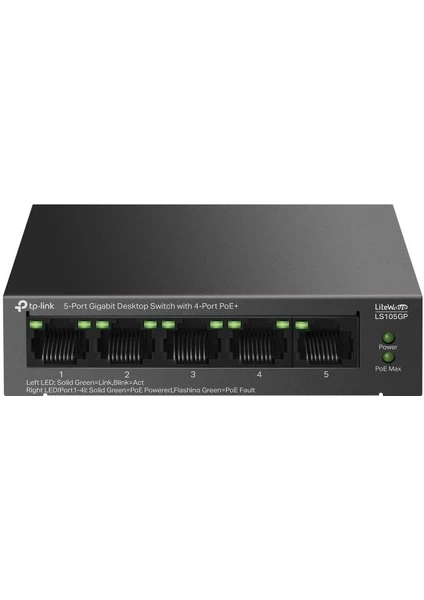 Tp link Ls105GP 5 Port Gigabit Desktop Switch with 4 Port POE