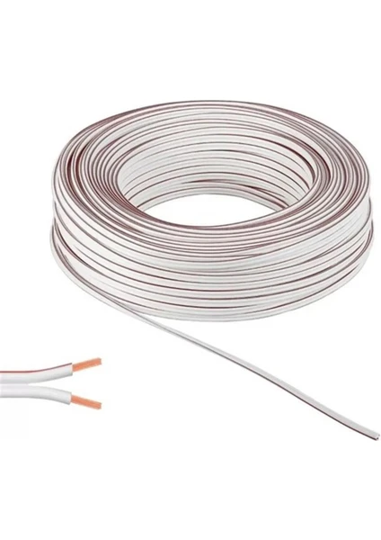 2X0,75 Beyaz Kordon Kablo 100M