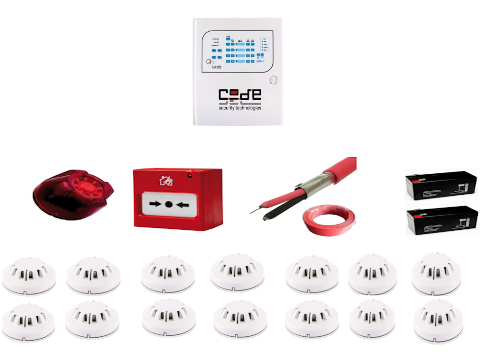 Codesec 14 Dedektörlü Profesyonel Konvansiyonel Yangın Alarm Sistemi