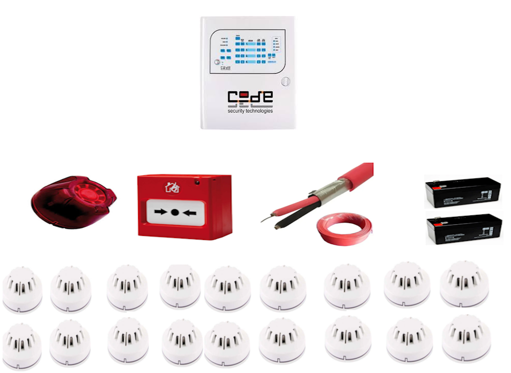 Codesec 18 Dedektörlü Profesyonel Yangın Alarm Seti (EN54 Onaylı)