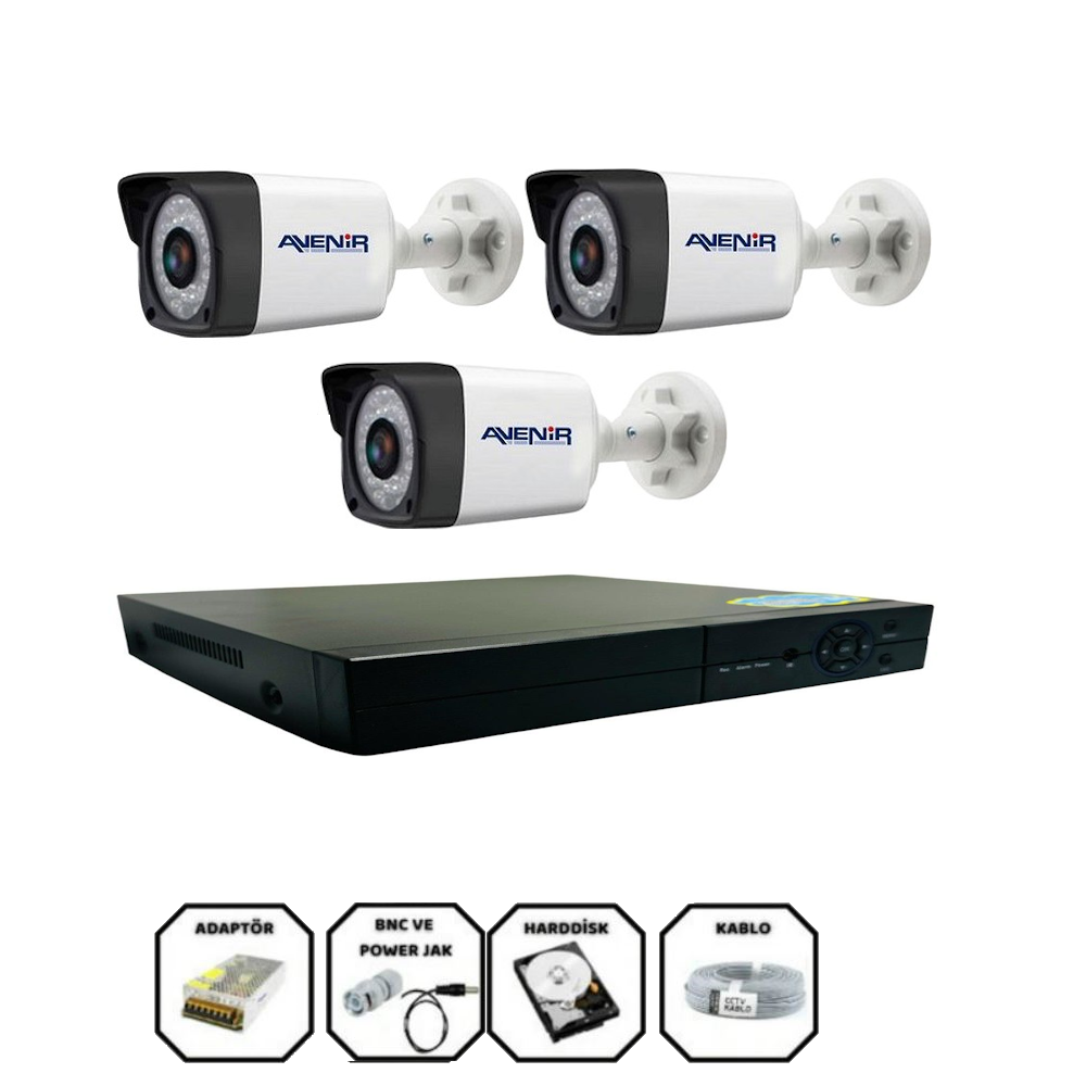 Avenir 3 Kameralı Full HD Güvenlik Kamera Seti