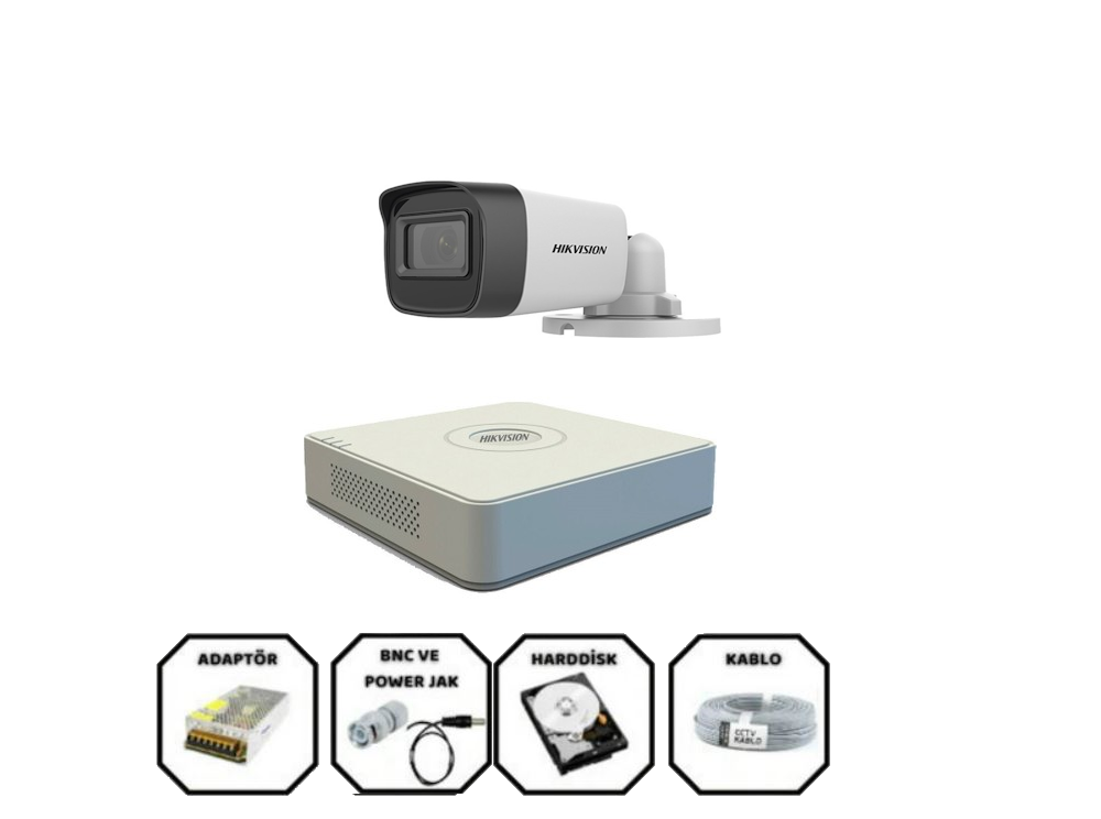 Hikvision 1 Kameralı Full HD Güvenlik Kamera Seti