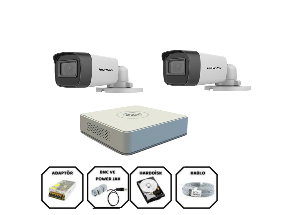 Hikvision 2 Kameralı Full HD Güvenlik Kamera Seti