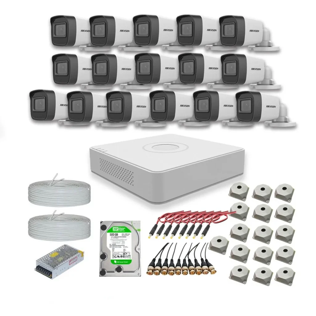Hikvision 2mp 16 kameralı Dış ortam AHD HD-TVI Full Kamera Seti 500GB Disk