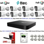 Ttec 2mp Dahili Sesli Ve Gece Renkli 8 Kameralı 500GB Disk Tak Çalıştır Hazır IP Kamera Seti